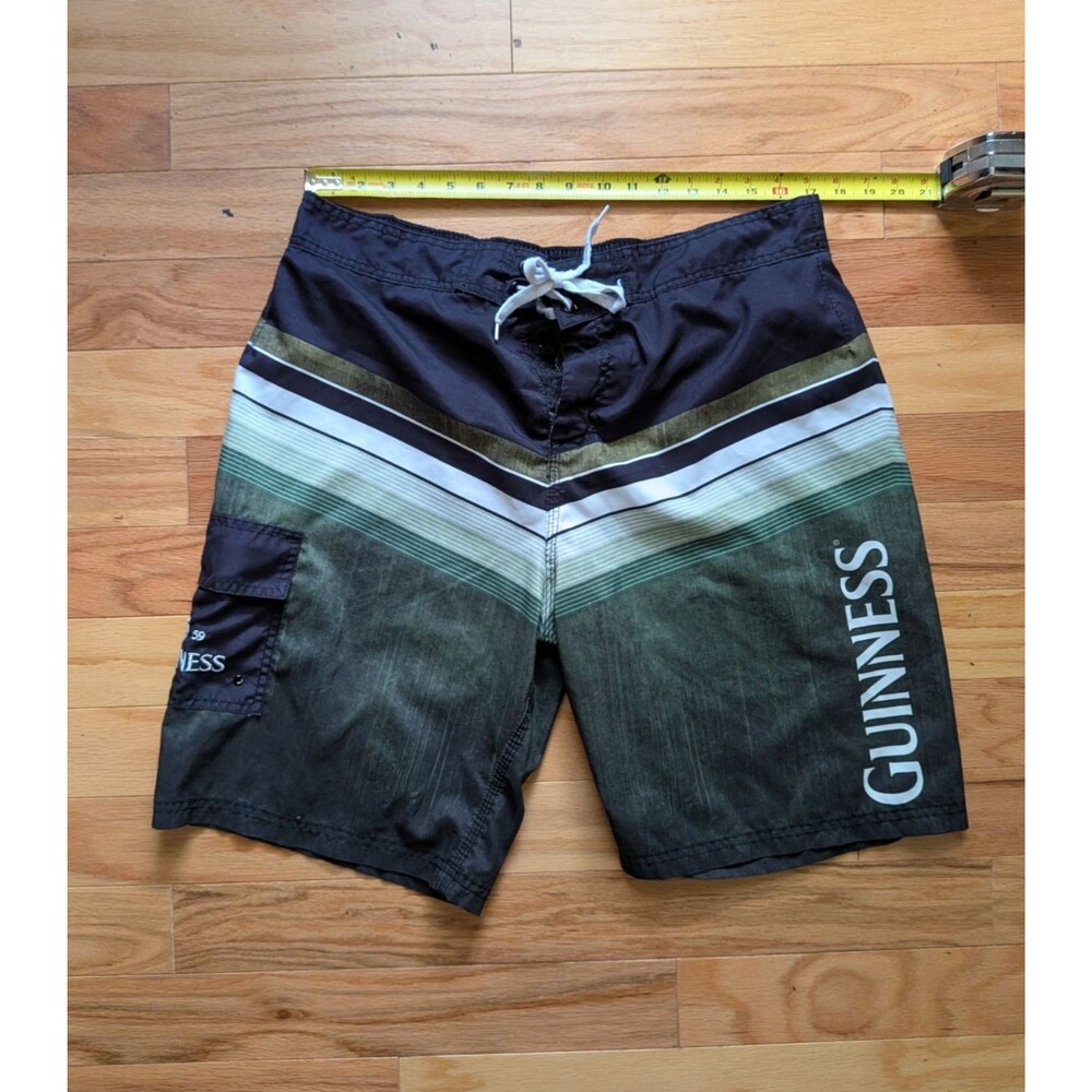 GUINNESS Beer Swim Trunks Lined  Board Shorts Mens 2XL XXL  Black Green